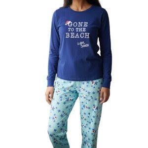 JAMMIES FOR YOR FAMILIES Girls Blue Graphic Christmas Holiday Pajama Set Size 16